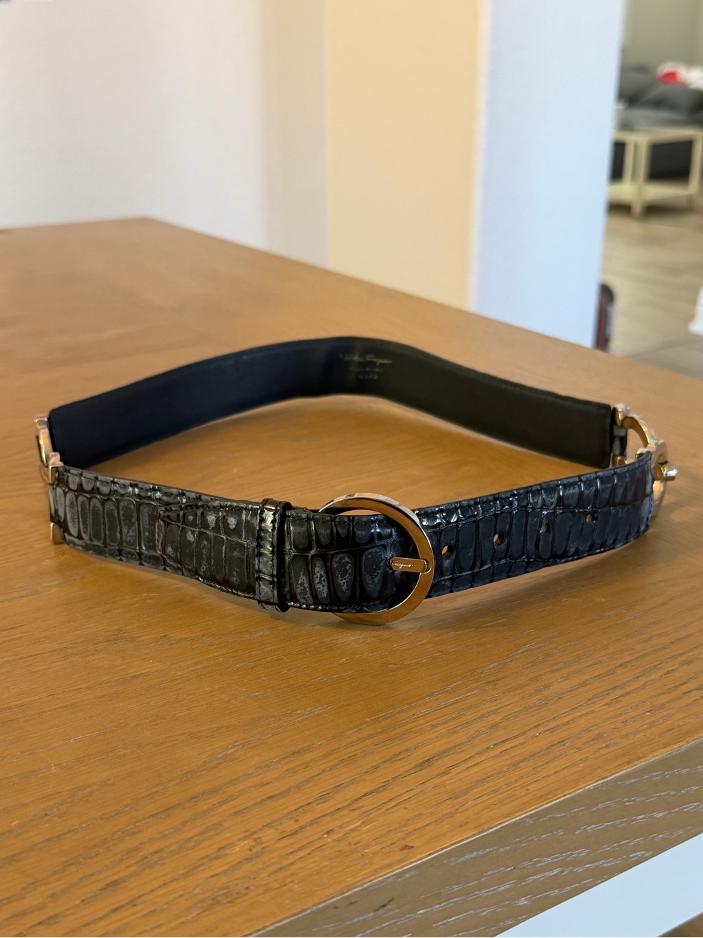 Salvatore Ferragamo Gancini Leather 32in Belt